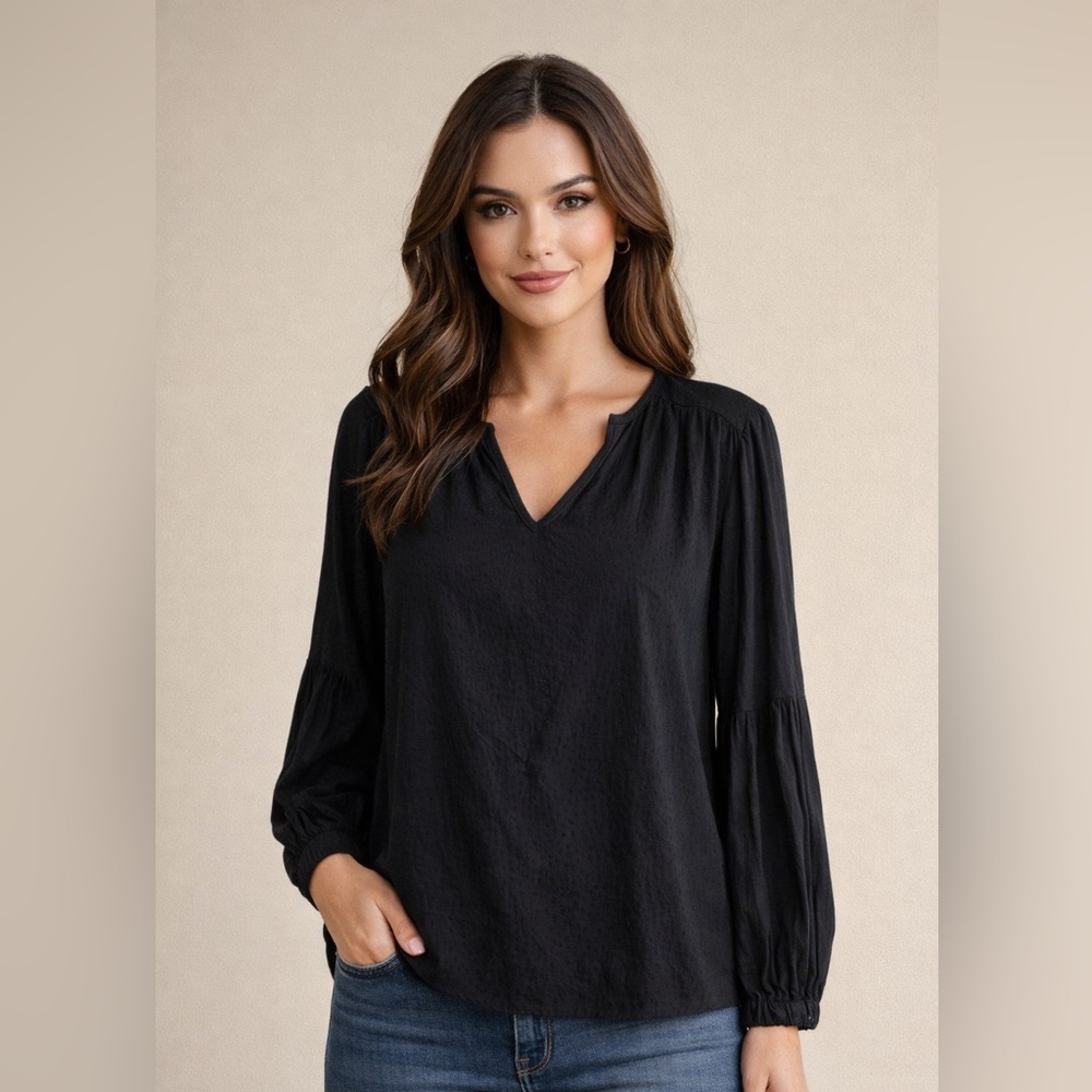 NEW Soft FLOWY Black Long Sleeve Blouse